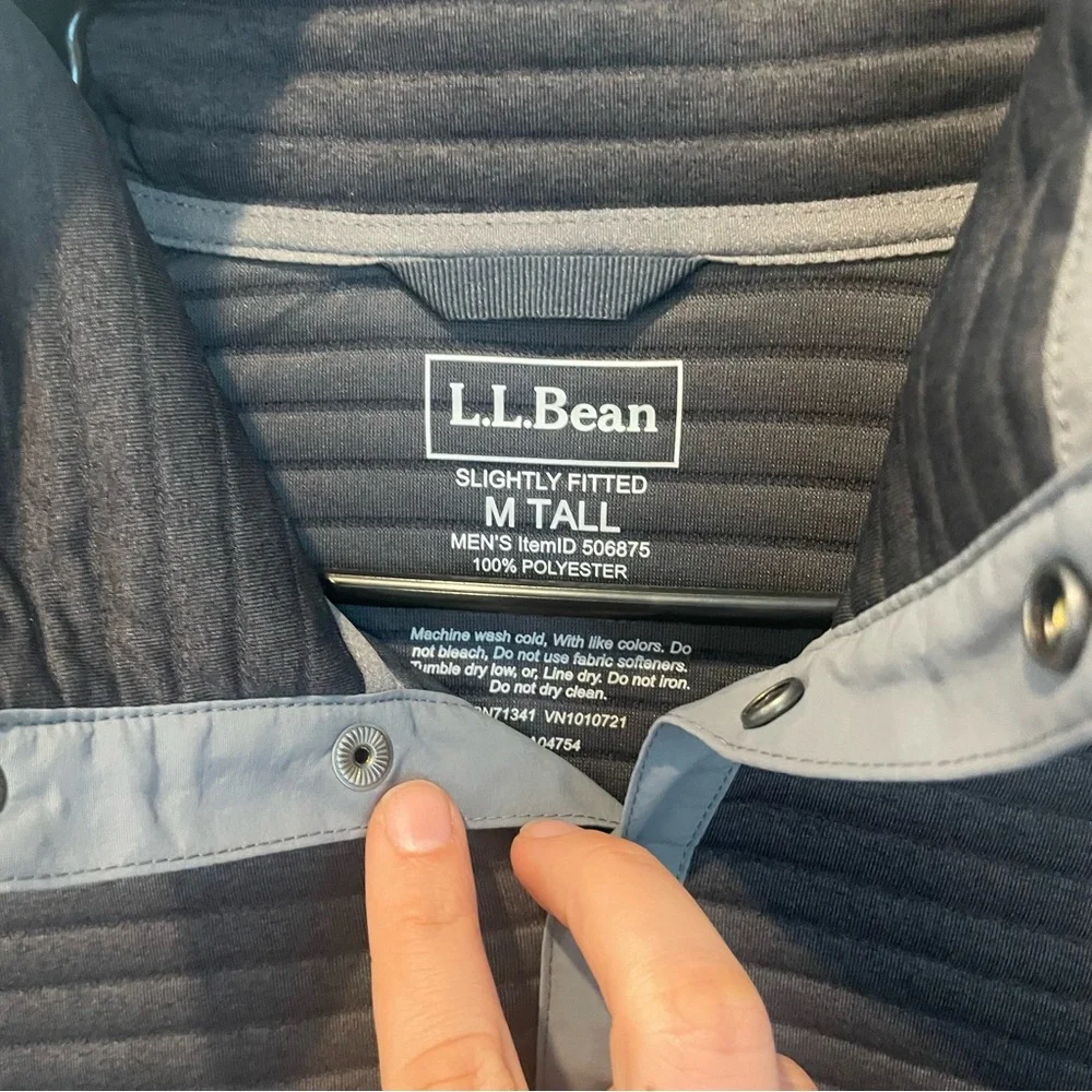 L.L. Bean Dark Gray Quilted Pullover Men’s Size Large - Picture 3 of 6